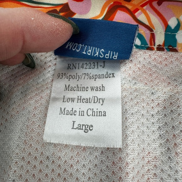 RipSkirt Women's Large Floral Print Swim Skirt Beach Cover Up Blue Drawstring - Picture 5 of 10